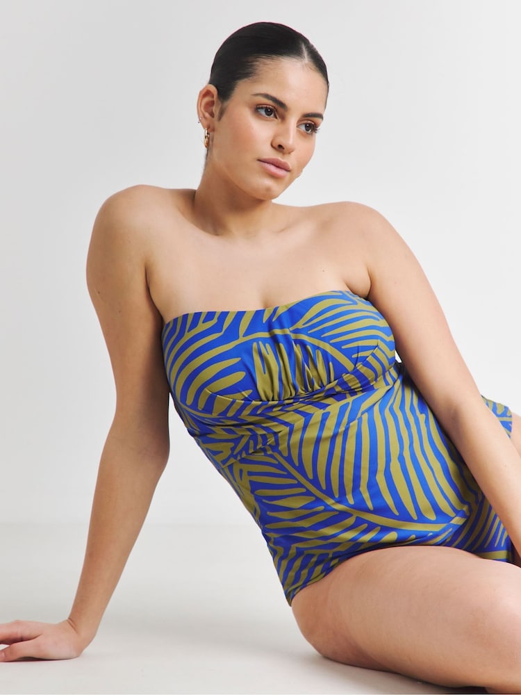Simply Be Blue Magisculpt Bandeau Tankini Tops 2 Pack - Image 2 of 5