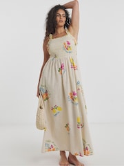 Simply Be Shirred Midi Beach 100% Cotton Dress - Imagen 1 de 4