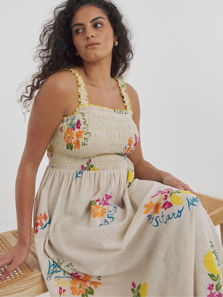 Simply Be Shirred Midi Beach 100% Cotton Dress - Imagen 4 de 4