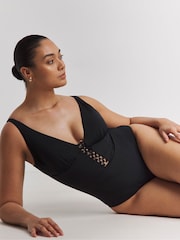 Simply Be Ring Detail Plunge Swimsuit - Imagen 1 de 4
