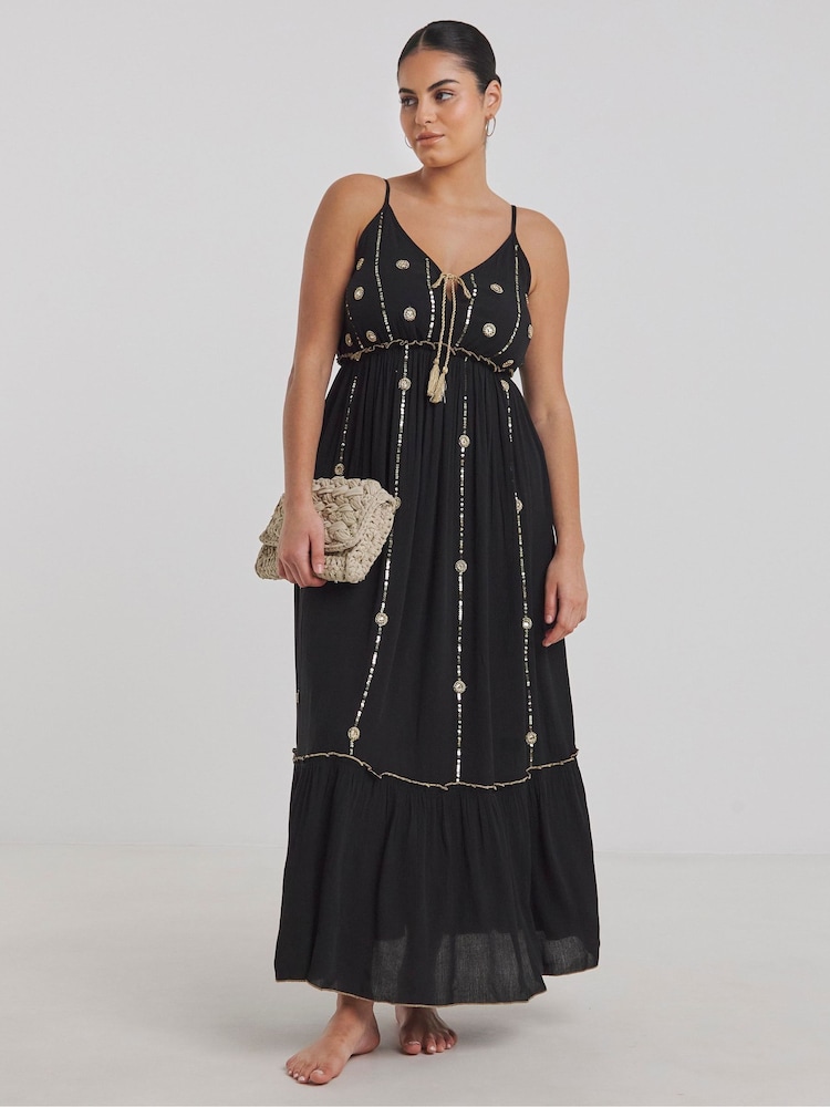 Simply Be Mirror Trims Maxi Beach Dress - Imagen 1 de 4