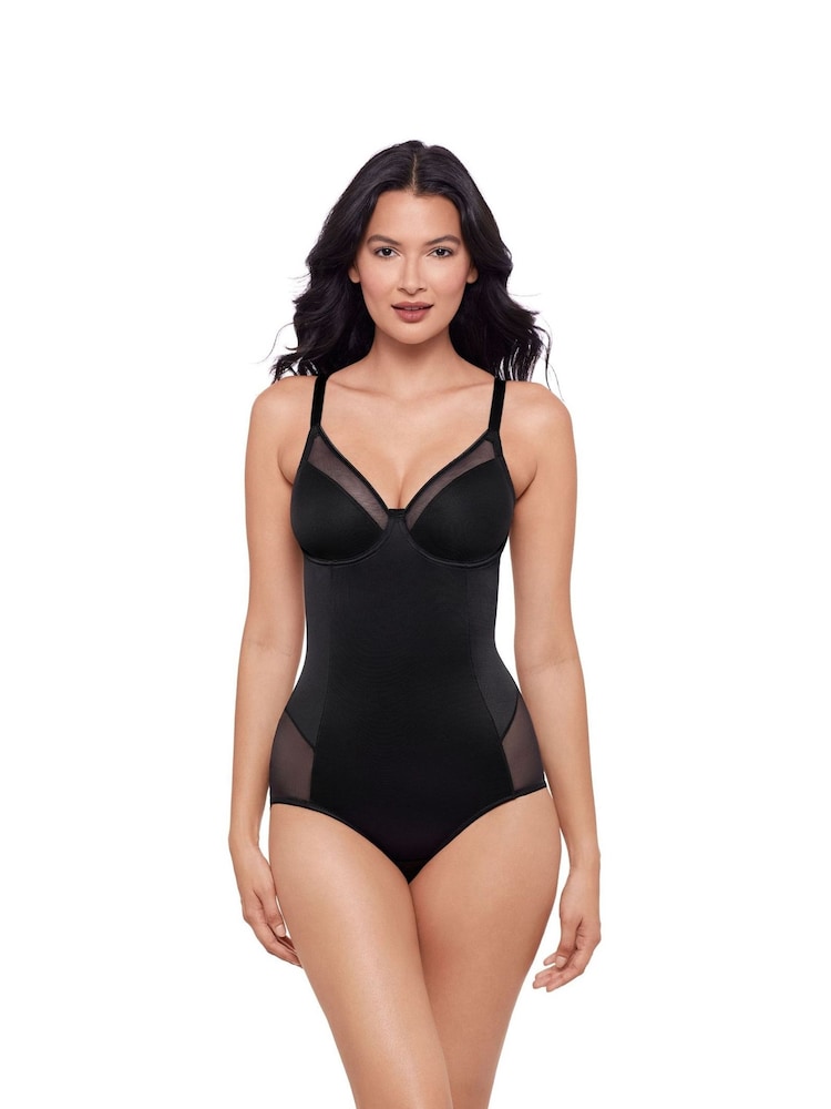 Miraclesuit Modern Extra Firm Control Bodysuit preto para emagrecimento de coxas com tecnologia Lycra Fit Sense - Imagem 1 de 4