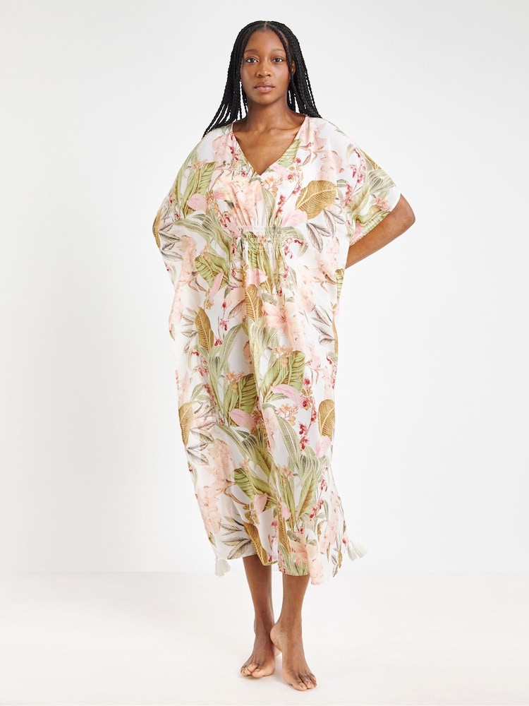 Simply Be White Magisculpt Maxi Beach Kaftan - Image 1 of 4