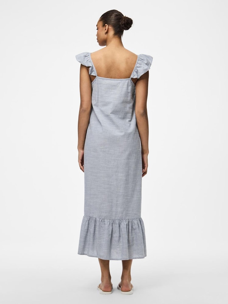 PIECES Blue Frill Sleeve Square Neck Maxi Dress - Image 2 of 4