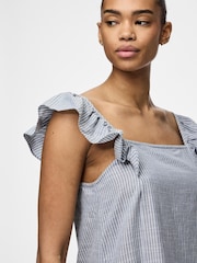PIECES Blue Frill Sleeve Square Neck Maxi Dress - Image 4 of 4