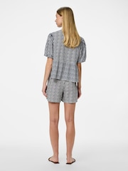 PIECES Grey High Waist Stripe Shorts - Image 2 of 3