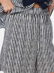 PIECES Grey High Waist Stripe Shorts - Image 3 of 3