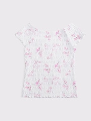 Abercrombie & Fitch Cropped Smocked White T-Shirt - Image 1 of 1