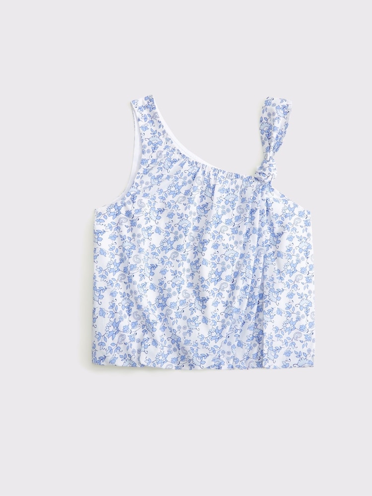 Abercrombie & Fitch Blue Poplin Asymmetrical Top - Image 1 of 1