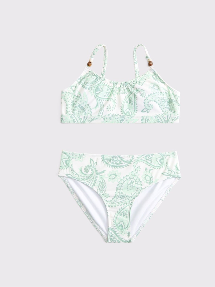 Abercrombie & Fitch Green Beaded Detail Cinched Bikini Set - Image 1 of 3