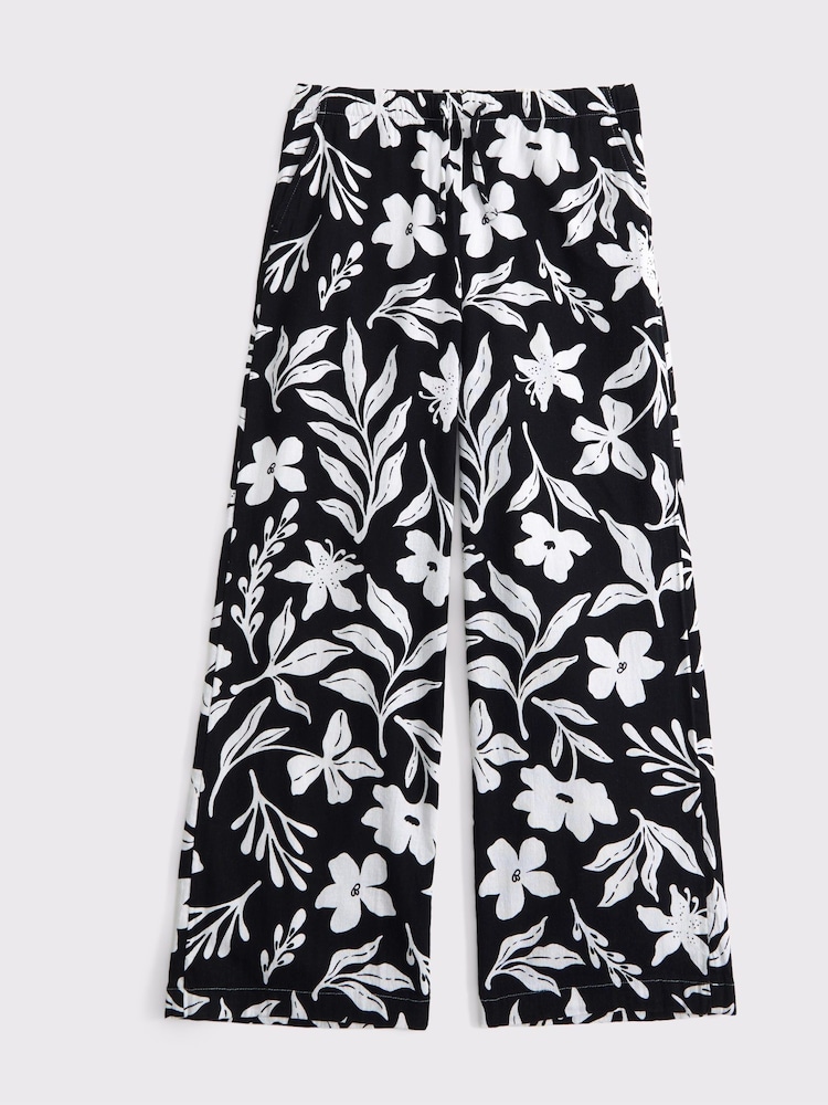 Abercrombie & Fitch Linen Pull On Ultra Wide Leg Black Trousers - Bild 1 von 1