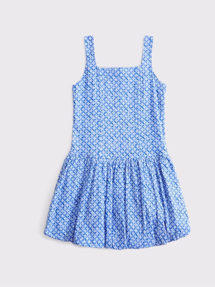 Abercrombie & Fitch Blue Drop Waist Bubble Hem Mini Dress - Image 1 of 1 Abercrombie & Fitch Blue Drop Waist Bubble Hem Mini Dress - Image 1 of 1