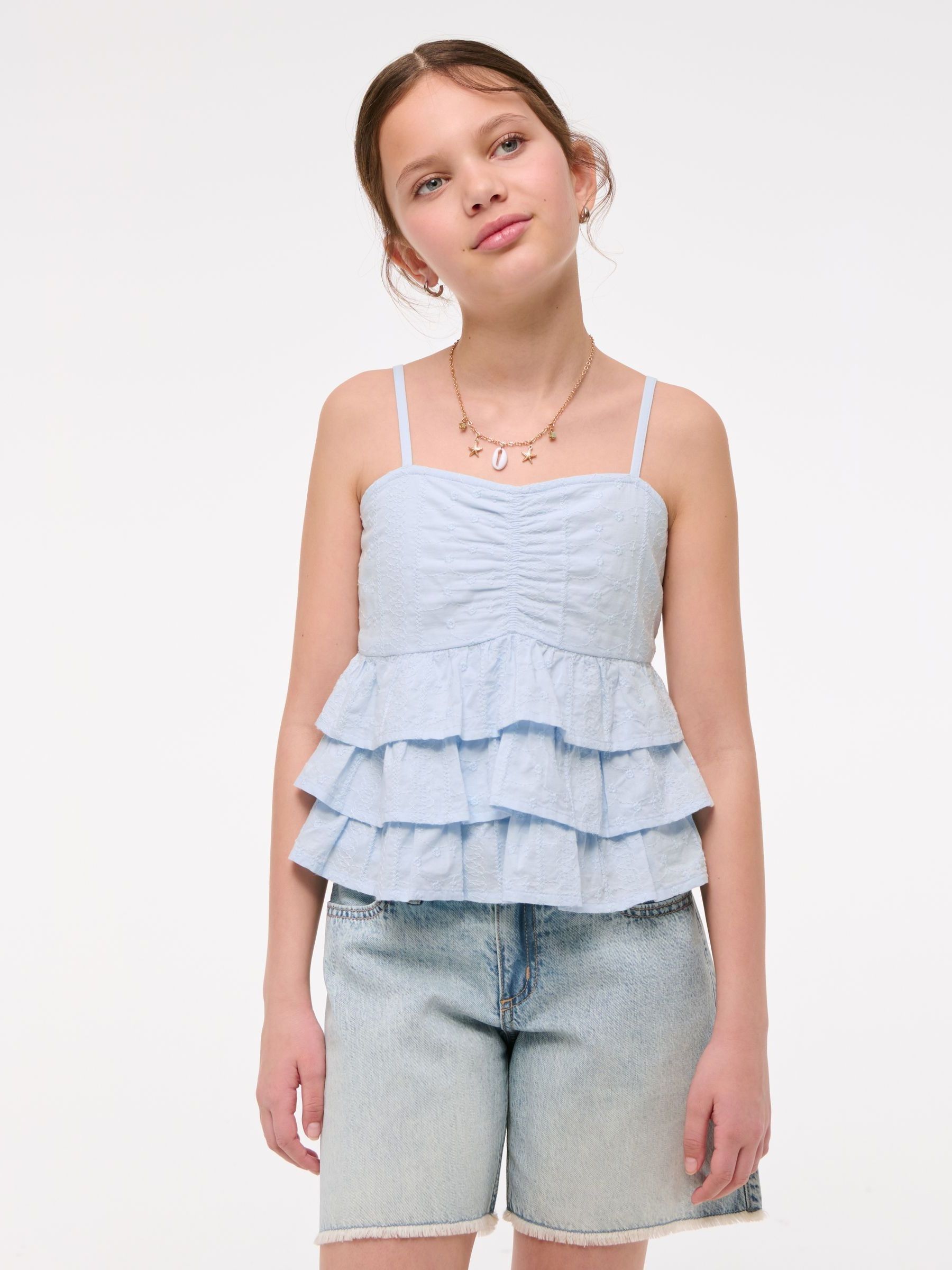 トップス BabylClub Babydoll top babyblue Blue Ruffle Babydoll Cami Top - Babydoll Top | Boho Pink