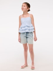 Abercrombie & Fitch Blue Eyelet Babydoll Top - Image 3 of 8