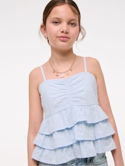 Abercrombie & Fitch Blue Eyelet Babydoll Top - Image 4 of 8