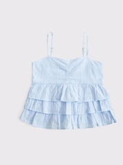 Abercrombie & Fitch Blue Eyelet Babydoll Top - Image 7 of 8