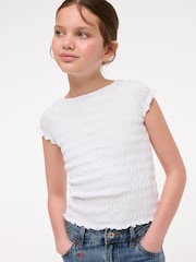 Abercrombie & Fitch Cropped Smocked T-Shirt - Image 1 of 7