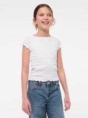 Abercrombie & Fitch Cropped Smocked T-Shirt - Image 4 of 7