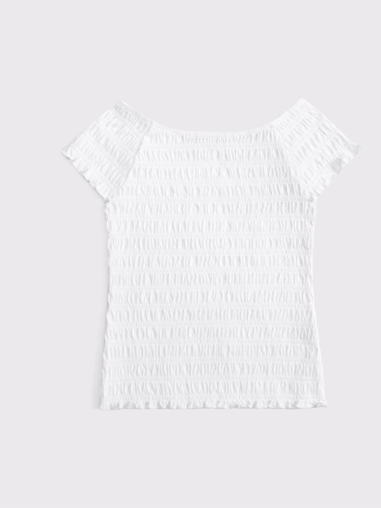 Abercrombie & Fitch Cropped Smocked T-Shirt - Image 7 of 7