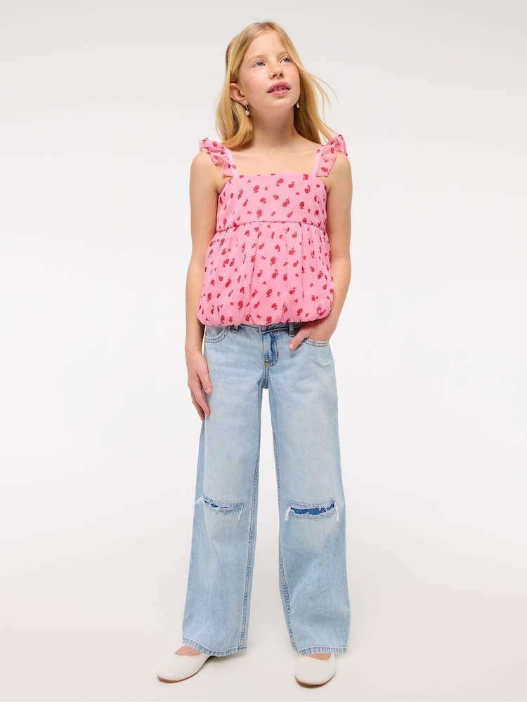 Abercrombie & Fitch Blue Low Rise Baggy Jeans - Image 1 of 9