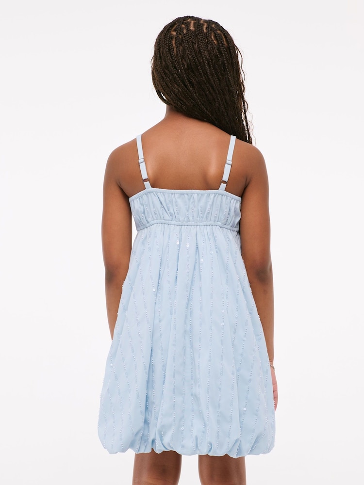 Abercrombie & Fitch Blue High Neck Sequin Mini Dress - Image 2 of 7