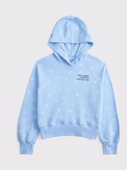 Abercrombie & Fitch Blue Pattern Logo Popover Hoodie - Image 1 of 2