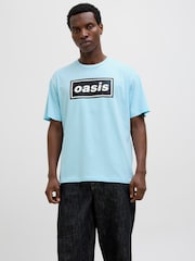 JACK & JONES Blue Oasis Graphic Print 100% Cotton T-Shirt - Image 1 of 7