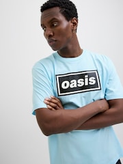 JACK & JONES Blue Oasis Graphic Print 100% Cotton T-Shirt - Image 3 of 7
