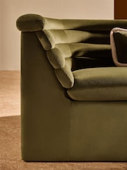 MADE.COM Olive Green Velvet Lineari 2 Seater Sofa - Image 3 of 5