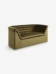 MADE.COM Olive Green Velvet Lineari 2 Seater Sofa - Image 4 of 5