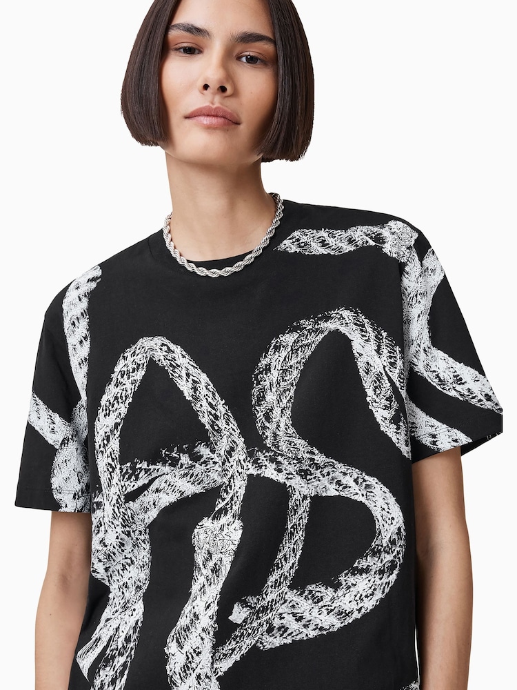 AllSaints Black Halyard Cotton T-Shirt - Image 2 of 7