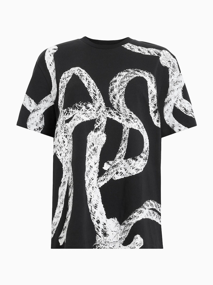 AllSaints Black Halyard Cotton T-Shirt - Image 7 of 7