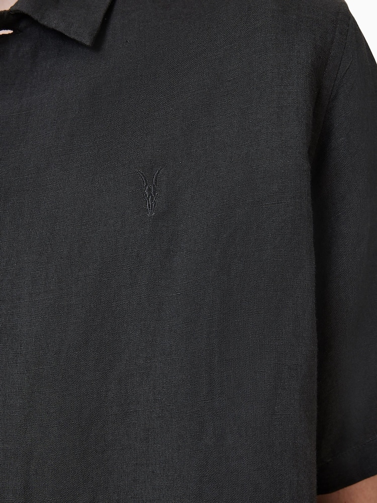 AllSaints Black Bandol Short Sleeve Shirt - Image 8 of 8