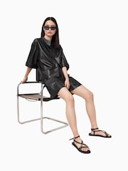 AllSaints Black Arla Lea Shorts - Image 4 of 9