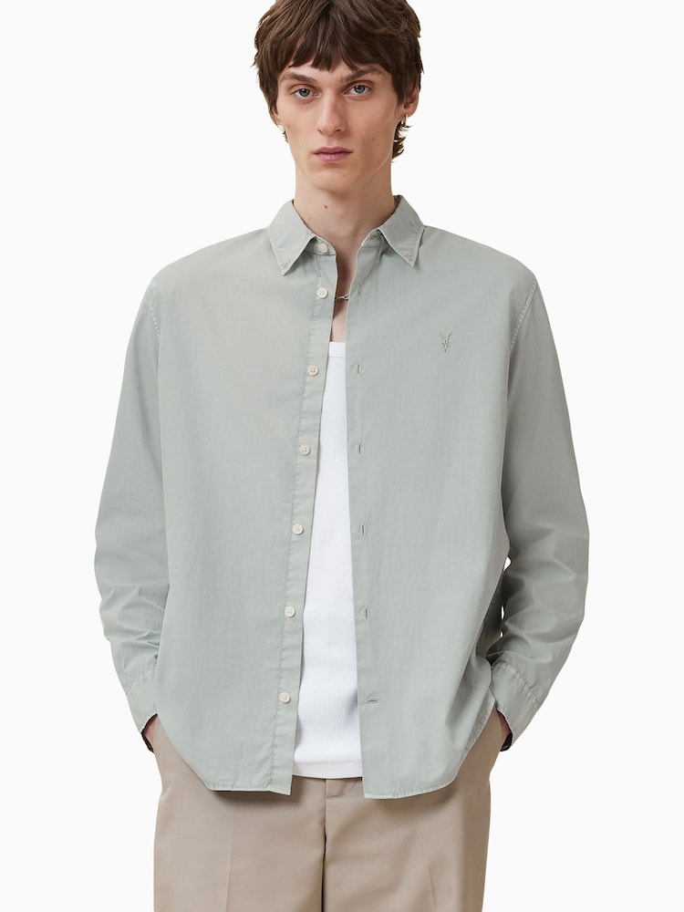 AllSaints Green Tahoe Long Sleeve Shirt - Image 1 of 9