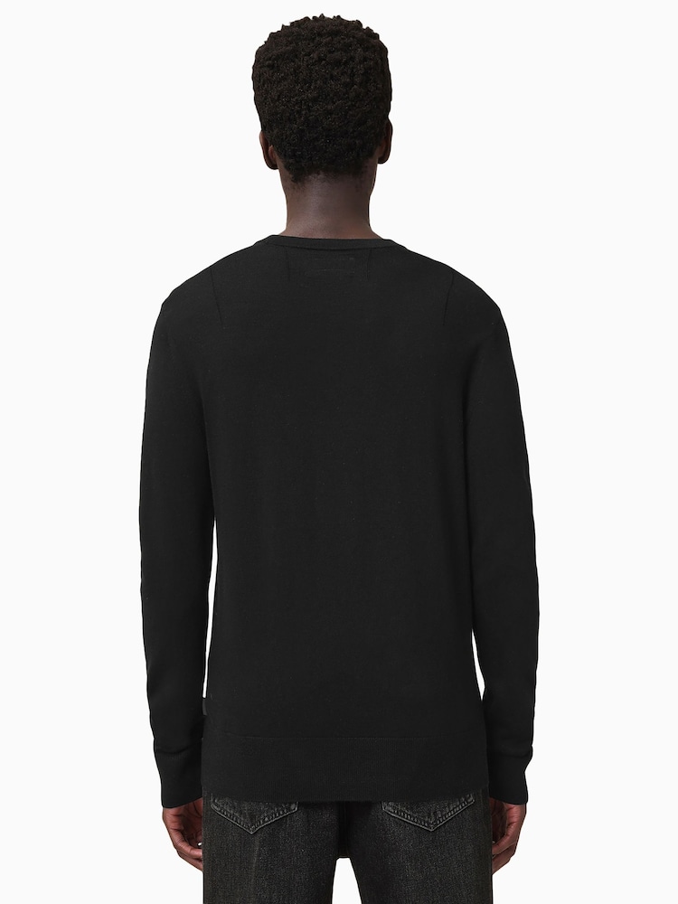 AllSaints Black Maes Merino Crew Jumper - Image 2 of 7