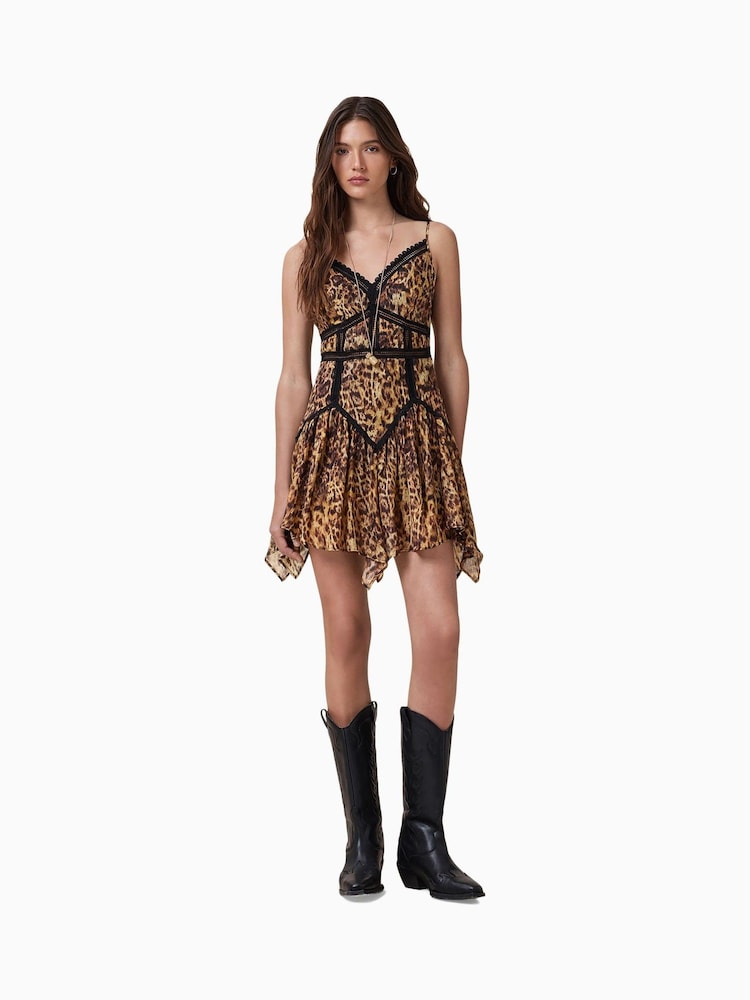 AllSaints Brown Zia Dress - Image 3 of 7