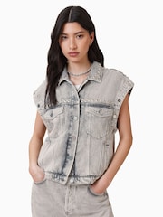 AllSaints Grey Chlo Studded Jacket - Image 3 of 9