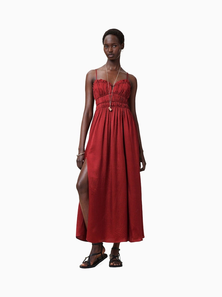 AllSaints Red Faelyn Dress - Image 3 of 9