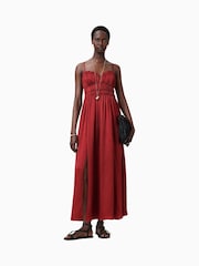 AllSaints Red Faelyn Dress - Image 6 of 9