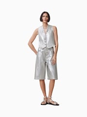 AllSaints Grey Louie Long 100% Cotton Shorts - Image 1 of 8