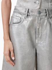 AllSaints Grey Louie Long 100% Cotton Shorts - Image 6 of 8