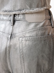 AllSaints Grey Louie Long 100% Cotton Shorts - Image 7 of 8