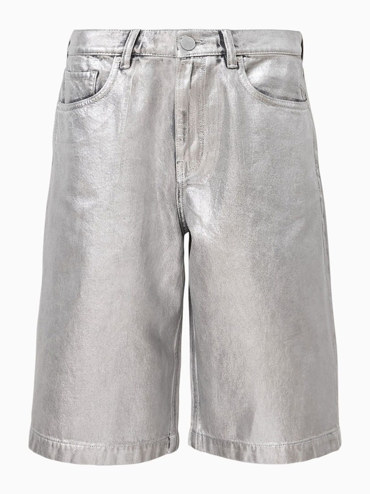 AllSaints Grey Louie Long 100% Cotton Shorts - Image 8 of 8 AllSaints Grey Louie Long 100% Cotton Shorts - Image 8 of 8