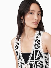 AllSaints White Florence 100% Cotton Waistcoat - Image 2 of 9