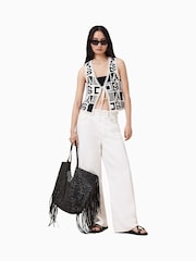 AllSaints White Florence 100% Cotton Waistcoat - Image 3 of 9