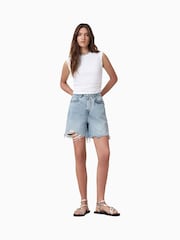 AllSaints Blue Doris Denim 100% Cotton Shorts - Image 1 of 8