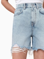 AllSaints Blue Doris Denim 100% Cotton Shorts - Image 3 of 8
