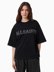 AllSaints Black Amelie Pearl 100% Organic Cotton T-Shirt - Image 1 of 7