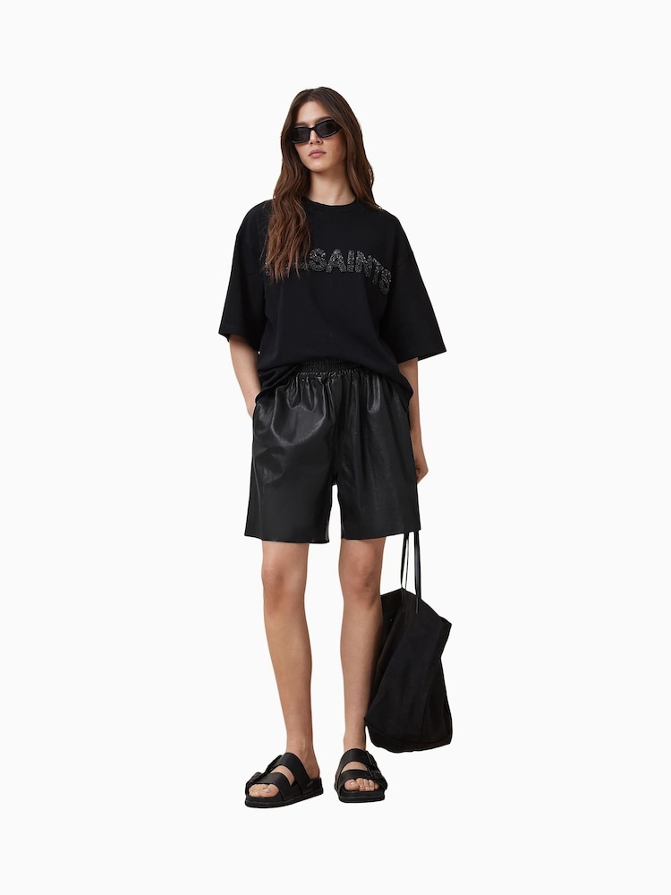 AllSaints Black Amelie Pearl 100% Organic Cotton T-Shirt - Image 2 of 7
